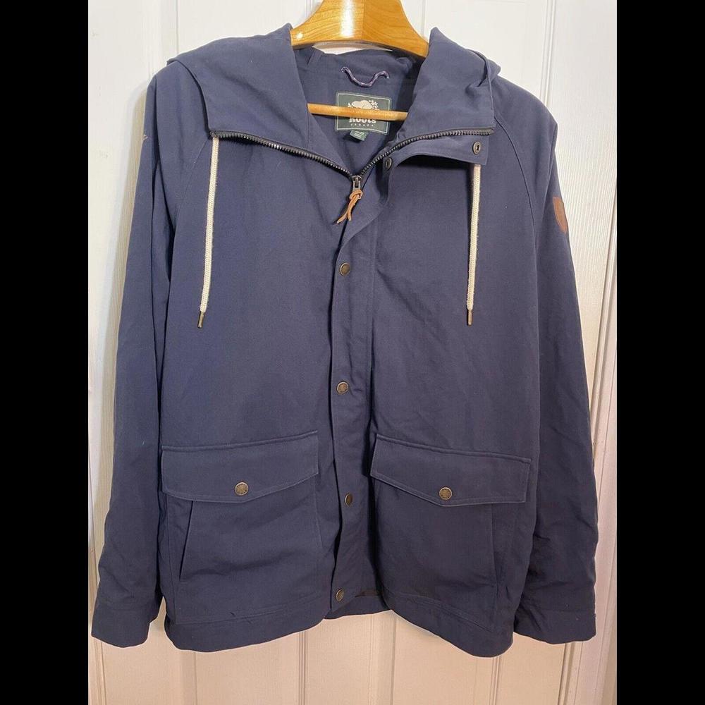 Roots Jacket Mens Navy Blue Full Zip Hooded Coat Size Extra Large